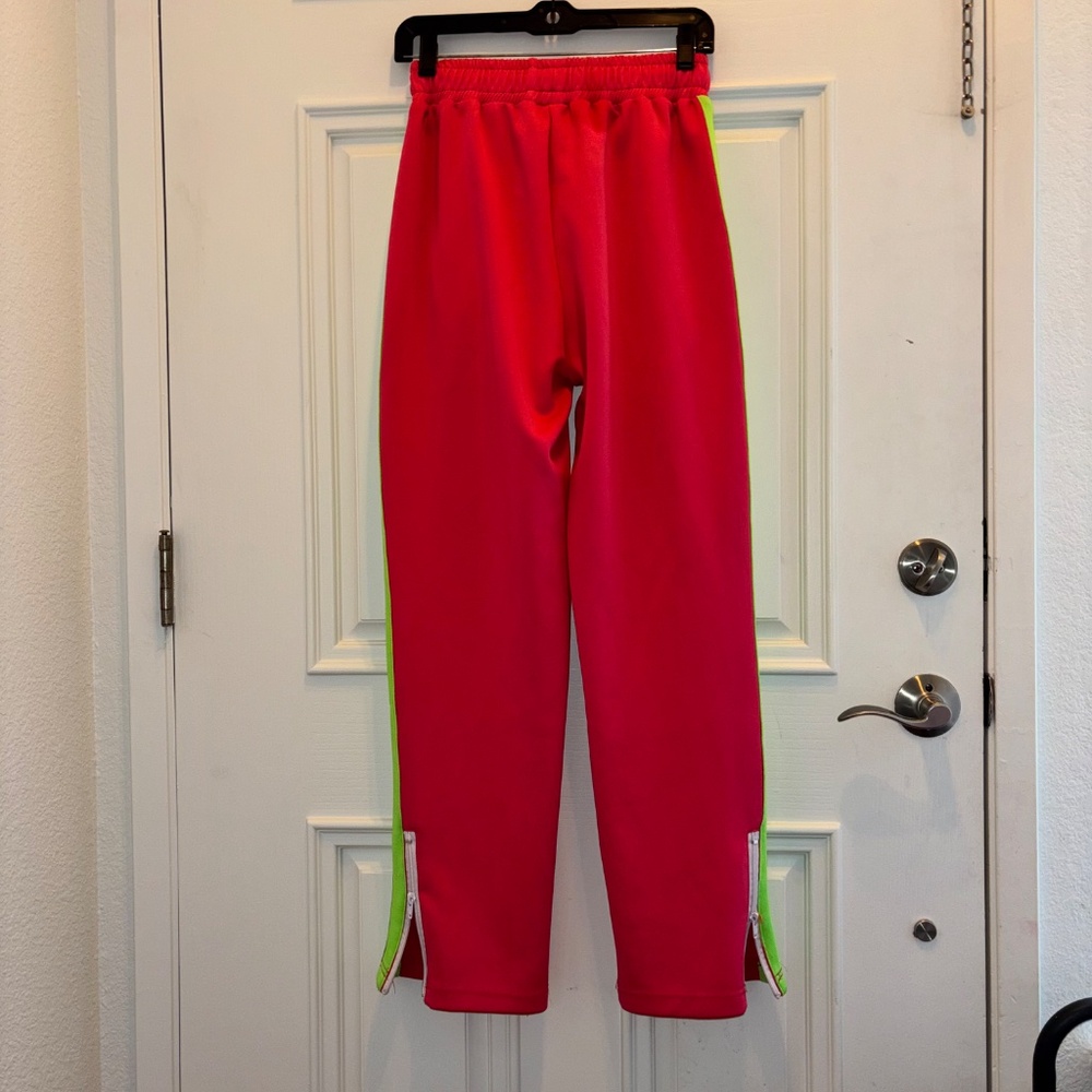 🩷 💚 Palm Angels Track Pants w/imperfections Sz S Neon Pink w/ Neon Green - Picture 6 of 16